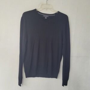 Banana Republic Mens Extra‎ Fine Merino Wool V Neck Sweater Black Large Preppy